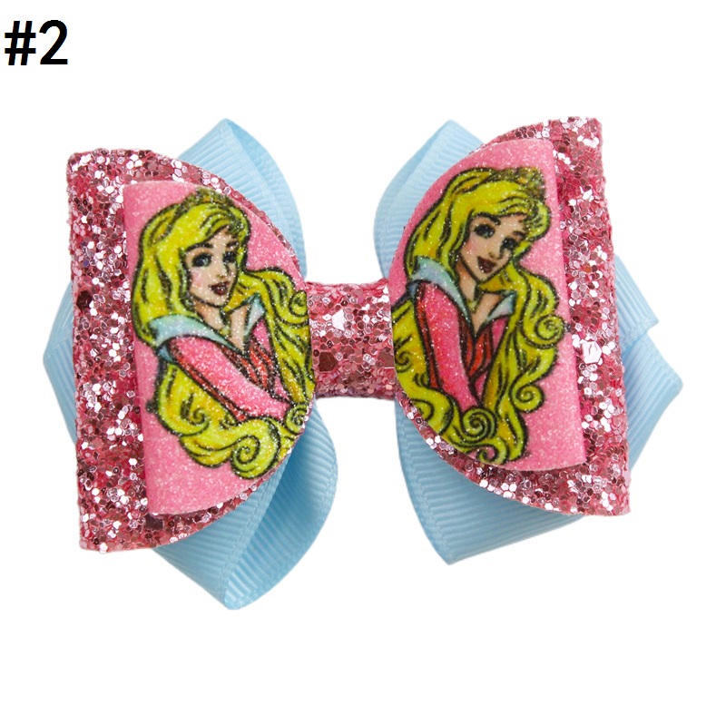 5.5'' Glitter rabbit hair bows easter bunny inspired leather