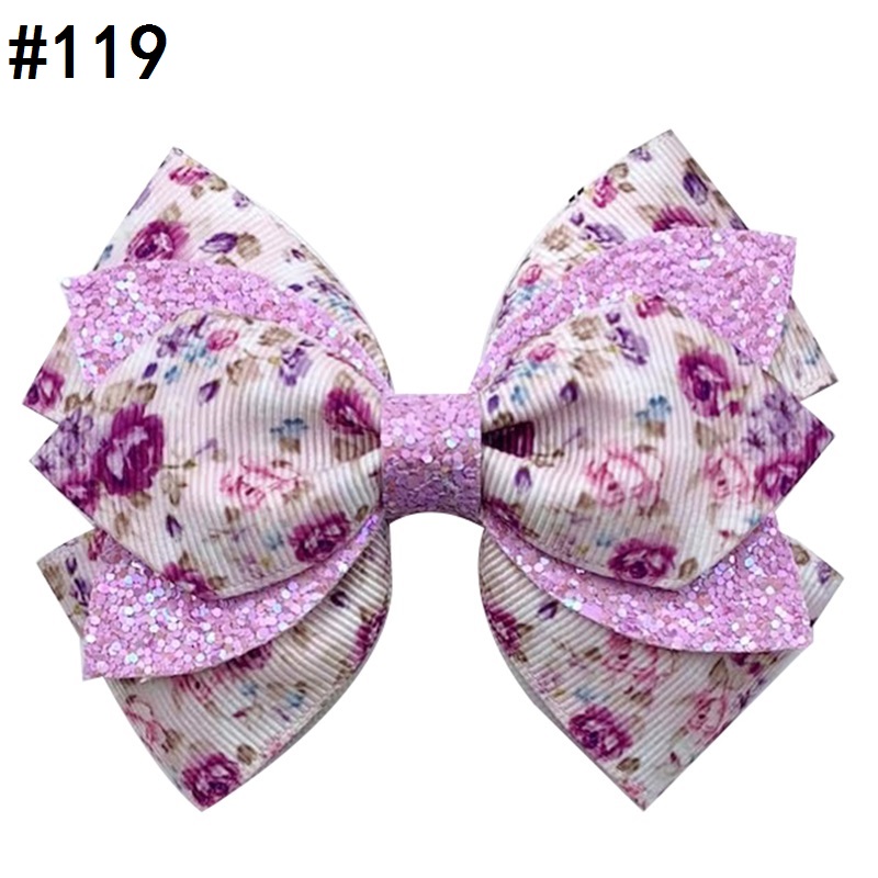 4\'\' Glitter snowflake hair bows large bling leather clip