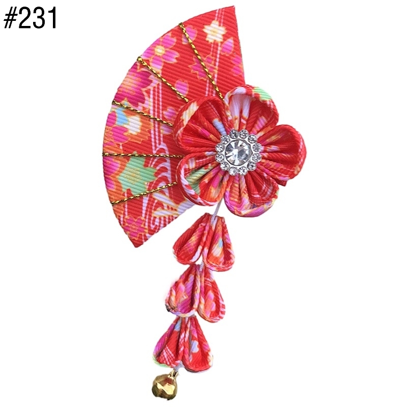 230-233 Womens Girls Japanese Kimono Flower Hair Clip, Kanzashi