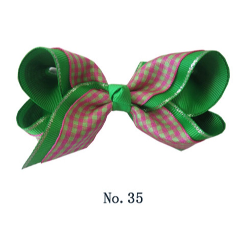 4inch4 Layered Christmas Plaid Hair Bows Gingham Bows For Toddle