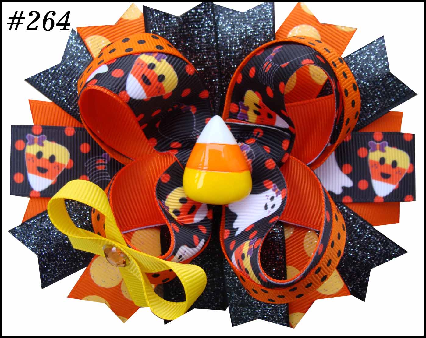 Candy Corn Halloween Boutique Stacked Hair Bow halloween hair bo