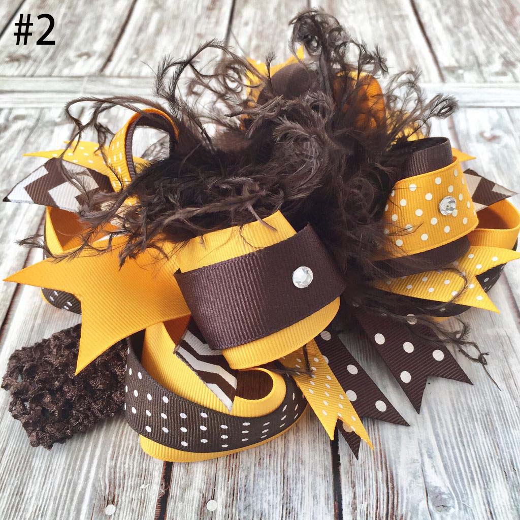Baby Kids Halloween ostrich Feather Hair Bows
