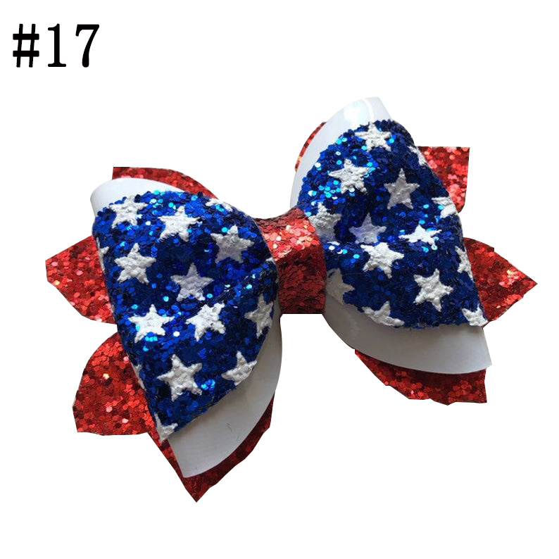 cute baby girls 4th of July glitter hair bows America