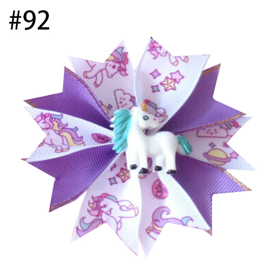 3.5" Fairy Hair Bow Clip cartoon Unicorn Flower Surprise Baby