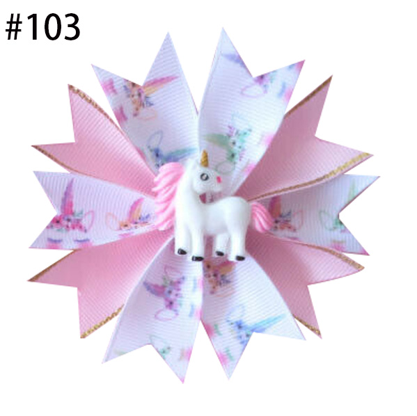 3.5" Fairy Hair Bow Clip cartoon Unicorn Flower Surprise Baby