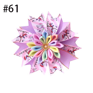 Girl Popular 4.5" Fairy ribbon Hair Bow Clip Flower Unicorn