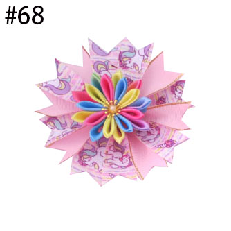 Girl Popular 4.5\" Fairy ribbon Hair Bow Clip Flower Unicorn