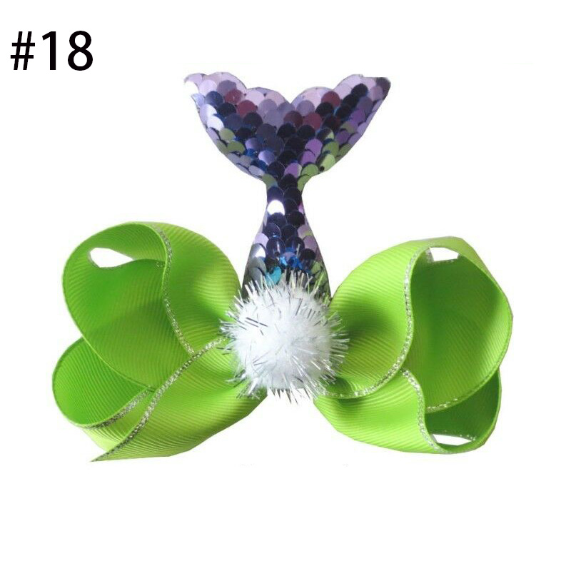 baby Girl Boutique 4.5" ABC Hair Bow Clip Mermaids Accessories
