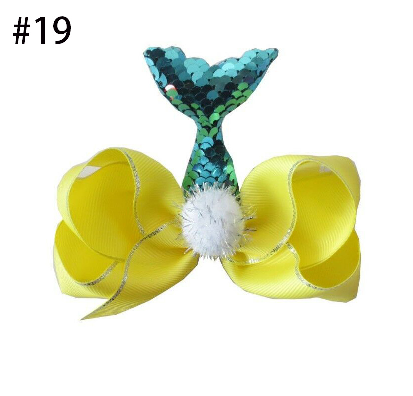 baby Girl Boutique 4.5\" ABC Hair Bow Clip Mermaids Accessories