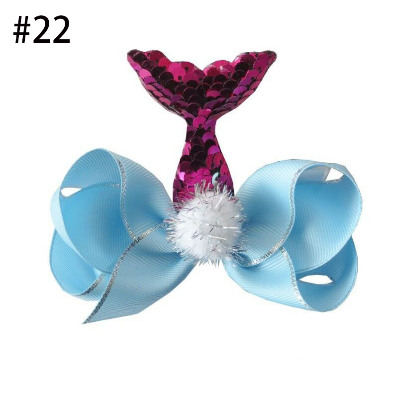 baby Girl Boutique 4.5" ABC Hair Bow Clip Mermaids Accessories