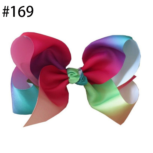 high quality 8" Grosgrain Ribbon Rainbow hair bows colorful prin
