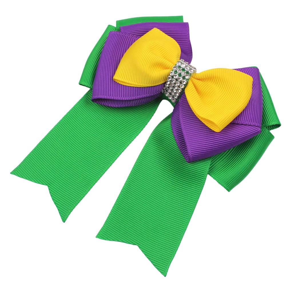 Mardi Gras inspired hair bow purple hair bow green party hair b