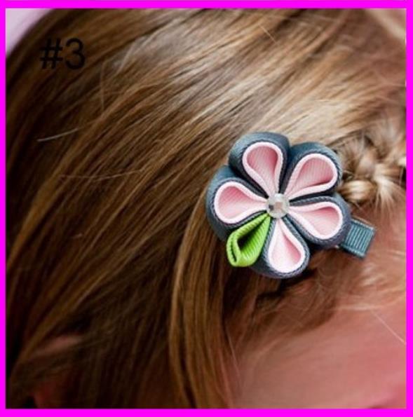 2''kanzashi flower hair clips badge reel hair clips